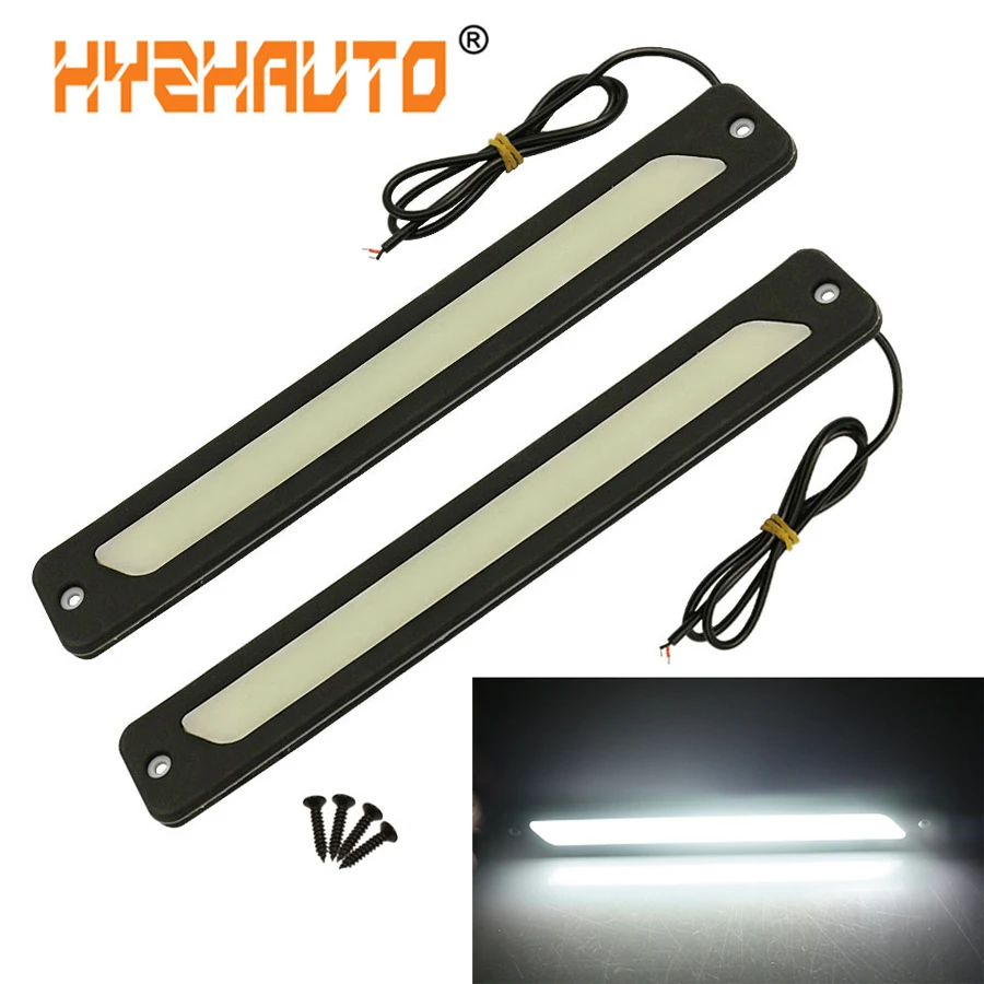 

HYZHAUTO 2Pcs High Power COB LED Daytime Running Lights Waterproof Flexible Strip Light DRL Car Fog Lamp White 225x30mm 12V