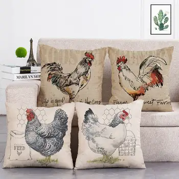 

Farmhouse Cushion Vintage Pillow Decorative Pillows Case Dropship Cushion Cover Colorful Cock Cushions Home Decor T289