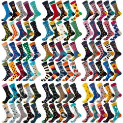 38 style10 Pairs men Socks for Men hip hop Male Socks Funny Cut Sock Crew Mid Length Cartoon Fruit Animal Food Socks Plus Size