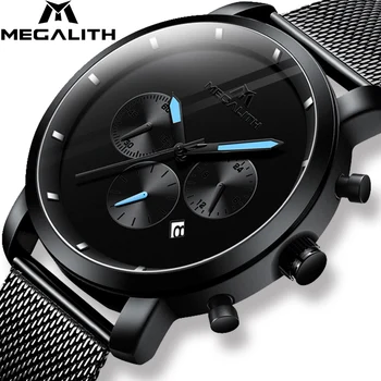 

MEGALITH Fashion Casual Quartz Watch Men Military Mesh Strap Sport Watches Man Clock Waterproof Chronograp Watch Horloges Mannen