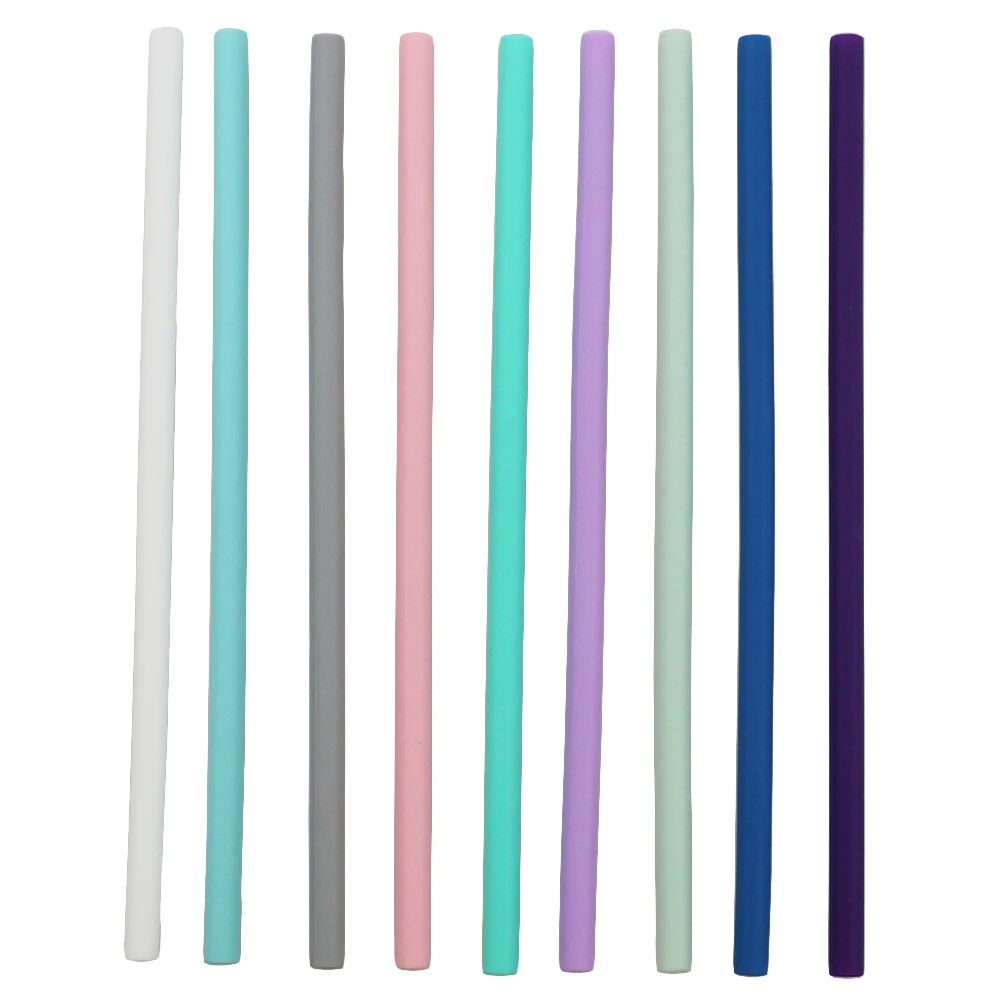 Silicone Drinking Straw Set Reusable Long Flexible Straw Smoothie Juice Straw Colorful Straw With Cleaning Brush Bar Party Straw