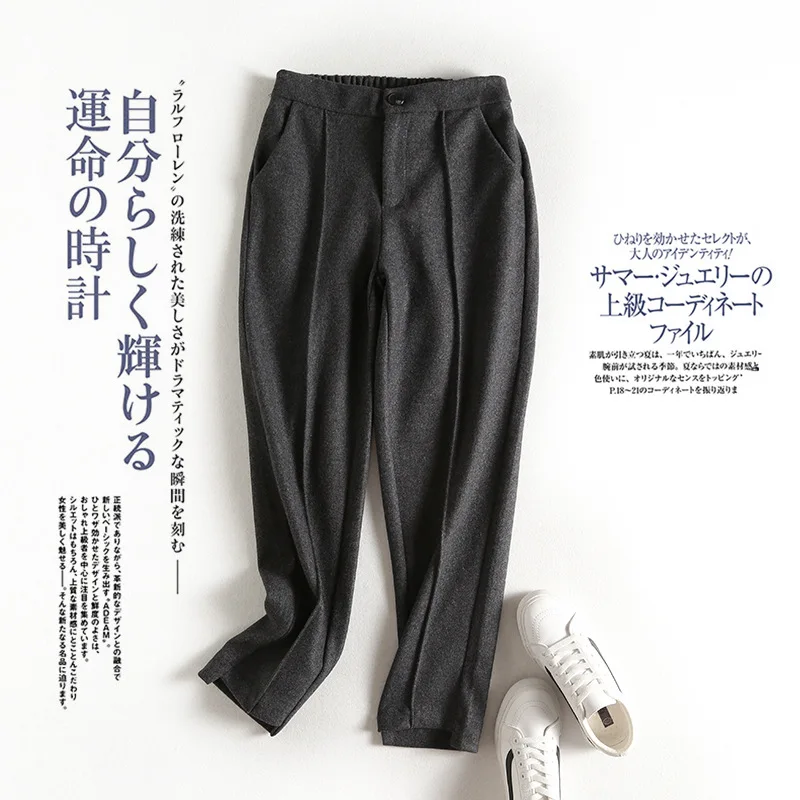 

A Generation of Woolen Pants Women's Autumn And Winter 2019 New Style Korean-style Suit Drainpipe Jeans Capri Harem Pants Fruiti