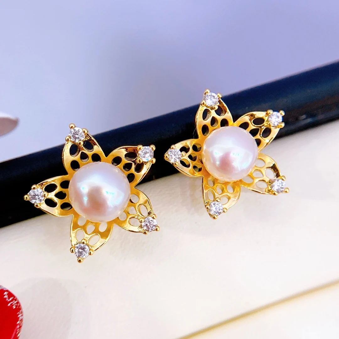 Floral Diamond And Freshwater Pearl Earring Drops #107235 - Seattle  Bellevue | Joseph Jewelry