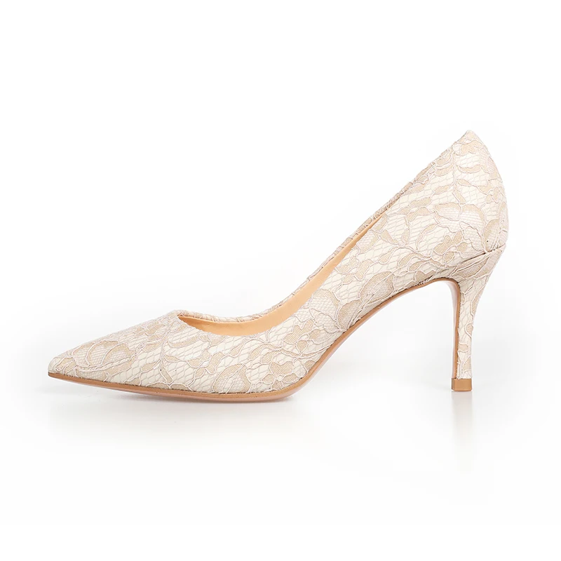 Office winter high heel fashion shoes hollow embroidered white comfortable elegant sweet women's singl shoes