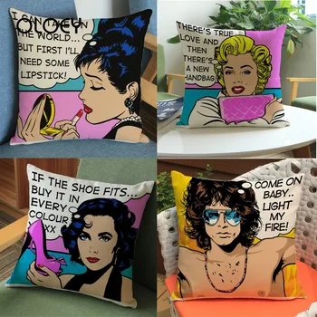 

Creative Star Character Pillowcase Monroe Hepburn Map Pillowcase Chair Car Seat Pillowcase Home Decoration Pillowcase 45x45cm .