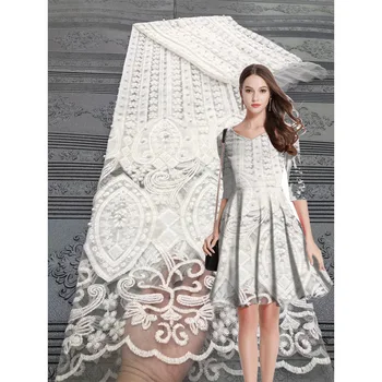 

African Embroidered Mesh Sequin Lace Fabric For Wedding Party Dress 2020 high quality french net beaded lace fabric 5yards
