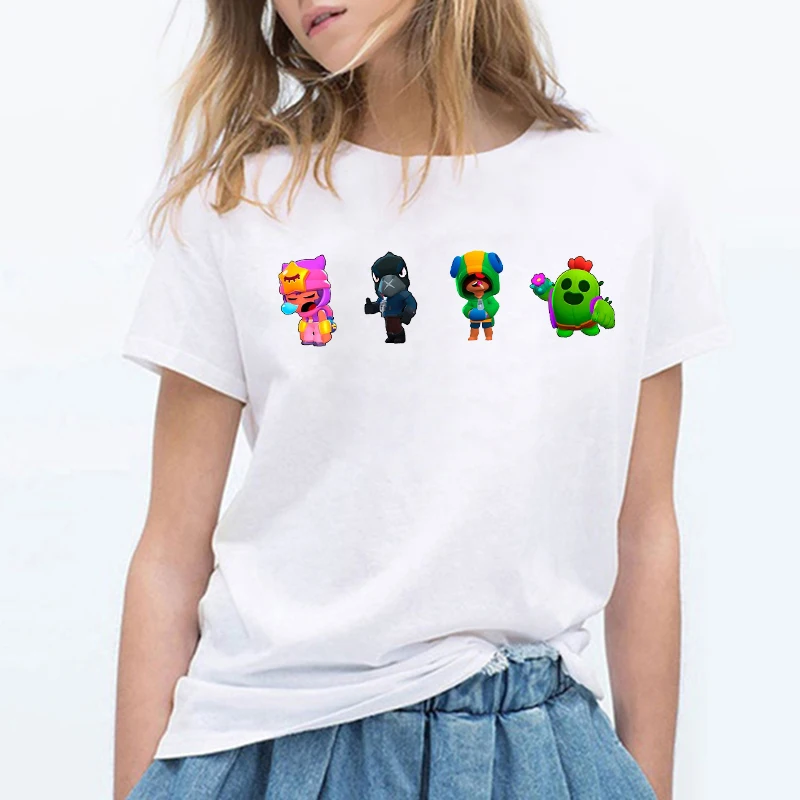 Милая мультяшная женская футболка Kawaii на заказ, футболка Femme Brawls с фигуркой, игра Tara Shelly Broke Crow Jessie Piper, аниме, Звездный герой