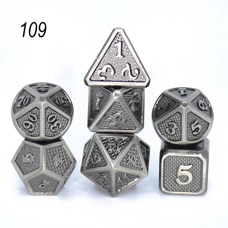 7 шт./компл. Дракон весы новые металлические кости D4 D6 D8 D10 D12 D20 с сумочкой в комплекте; Новинка для DnD RPG настольные игры металлический Набор кубиков D& кости - Цвет: 109