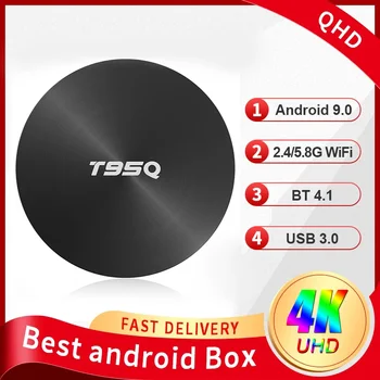 

T95Q 4K TV BOX 4G 32G/64G Amlogic S905X3 Quad Core H.265/HEVC Support 2.4G/5.8GHz Dual-Band Wifi BT4.0 Android 9.0 Set-Top Box