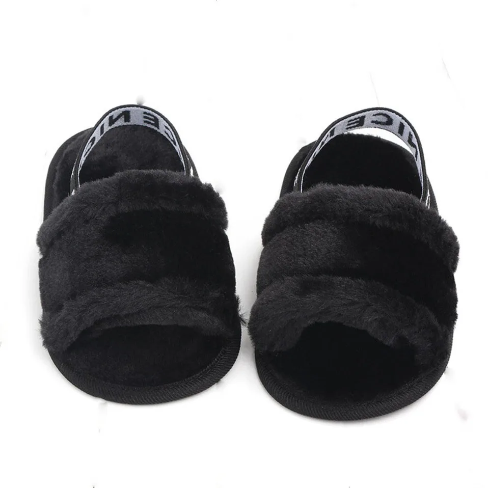 Новое поступление, детская обувь из искусственного меха, зимняя, сохраняющая тепло, милая обувь для маленьких девочек, противоскользящая подошва, домашняя обувь для детей 0-18 месяцев
