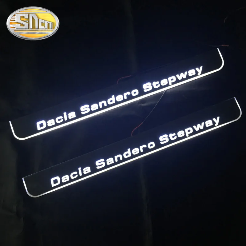 Customized 4PCS Moving LED Welcome Pedal Car Scuff Plate Pedal Threshold Door Sill Pathway Light For Dacia Sandero Stepway