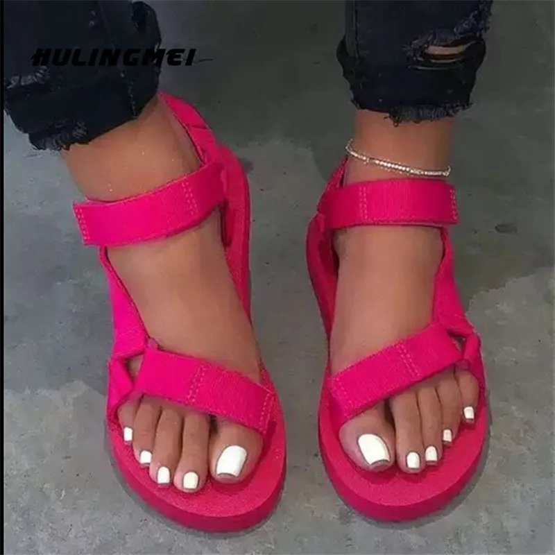 

New 2020 Women Summer Soft Slip Sandals Woman Hook & Loop Strap Foam Sole Durable Sandals Ladies Outdoor Casual Beach Shoes