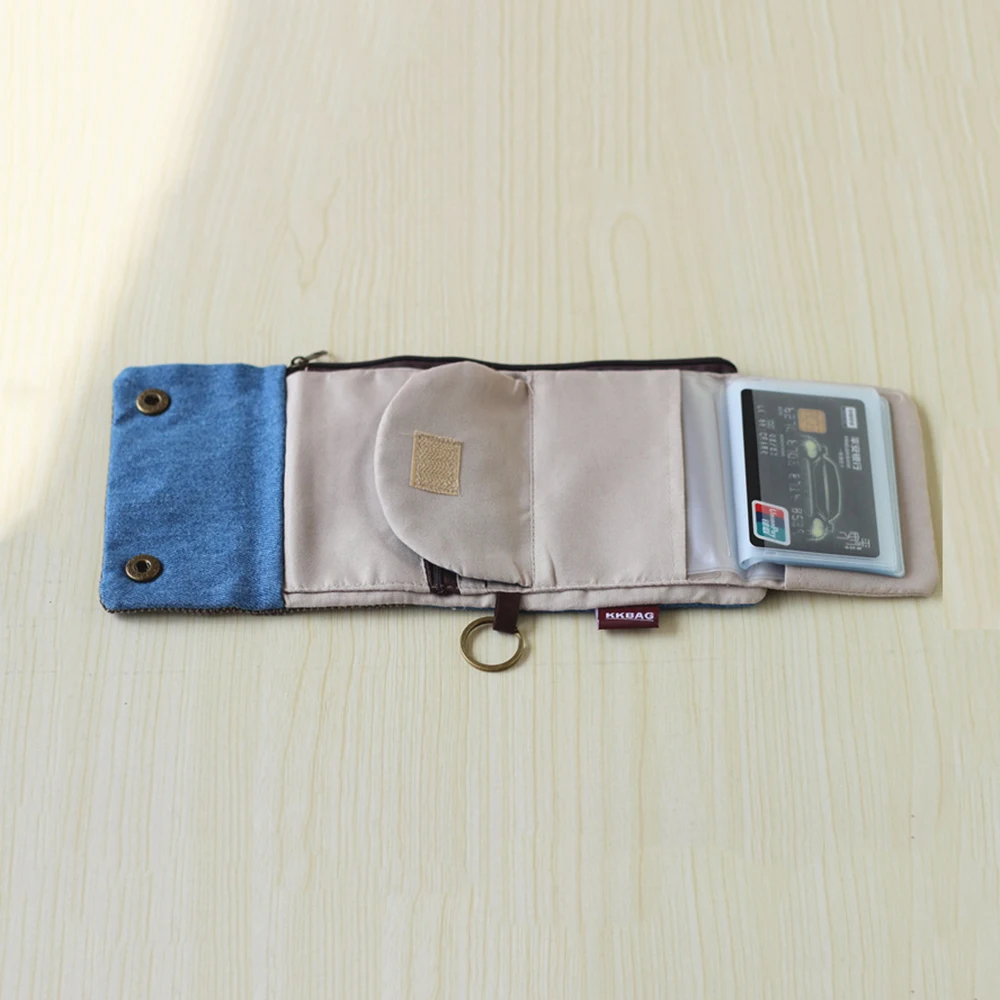 Парусиновые кошельки, качественный подарок, короткий креативный кошелек ручной работы, трехкратный джинсовый холщовый держатель для карт, сумка для ключей, сумка для монет, маленькие кошельки