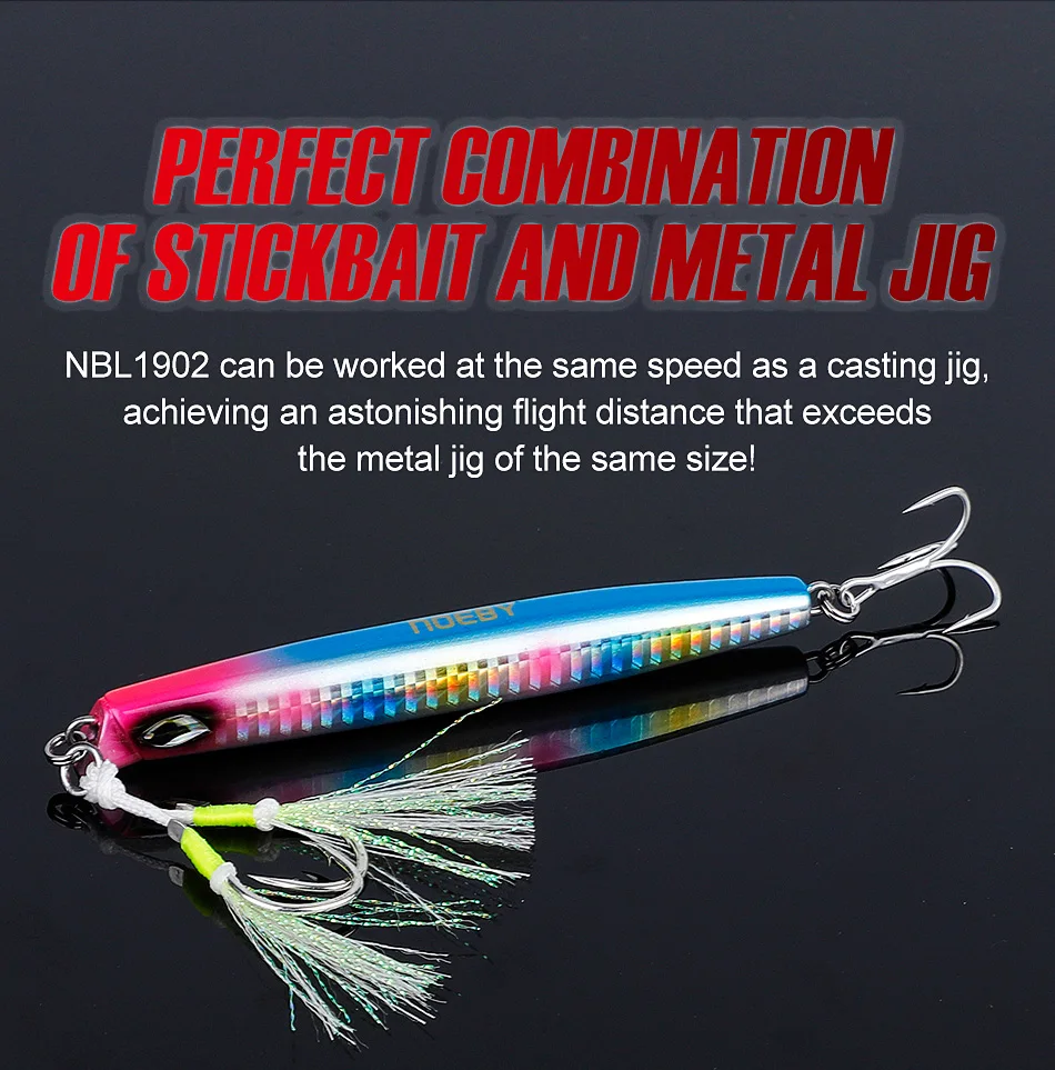 Noeby Stickbait Angelköder, langsam jiggingende sinkende Köder, künstlicher Hartköder mit langem Wurf, Salzwasser-Angelköder, 110 mm, 46 g – Detail 10