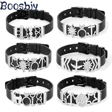 Boosbiy черный сетчатый Браслет из нержавеющей стали с скользящий Шарм Сердце брендовые браслеты ювелирные изделия для женщин хороший подарок дропшиппинг