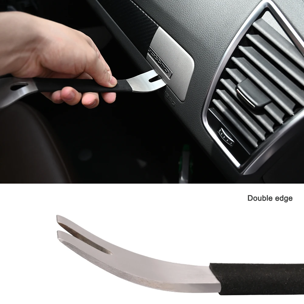 EHDIS Car Trim Removal Tools Interior Dashbord Opening Anti-Slip Metal Spudger Screwdriver Auto Door Panel Disassembly Pick Pry