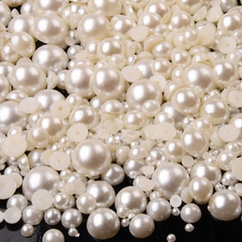 

100pcs 2-14mm ABS Half Round Imitation Pearl Beads Flat Back Scrapbook for Jewelry Making Craft Clothing Mobile-Phone-Case DIY G