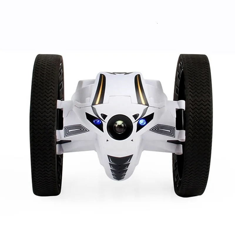 Пульт дистанционного управления Rc Jump Car Детский Электрический беспроводной трюк дистанционный мини автомобиль прыжок автомобиль с гибким колесом вращающийся светодиодный свет - Цвет: Белый