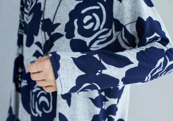 4XL Удобные Свободные повседневные хлопковые футболки с цветочным принтом и длинным рукавом больших размеров для женщин осень Женская Базовая футболка