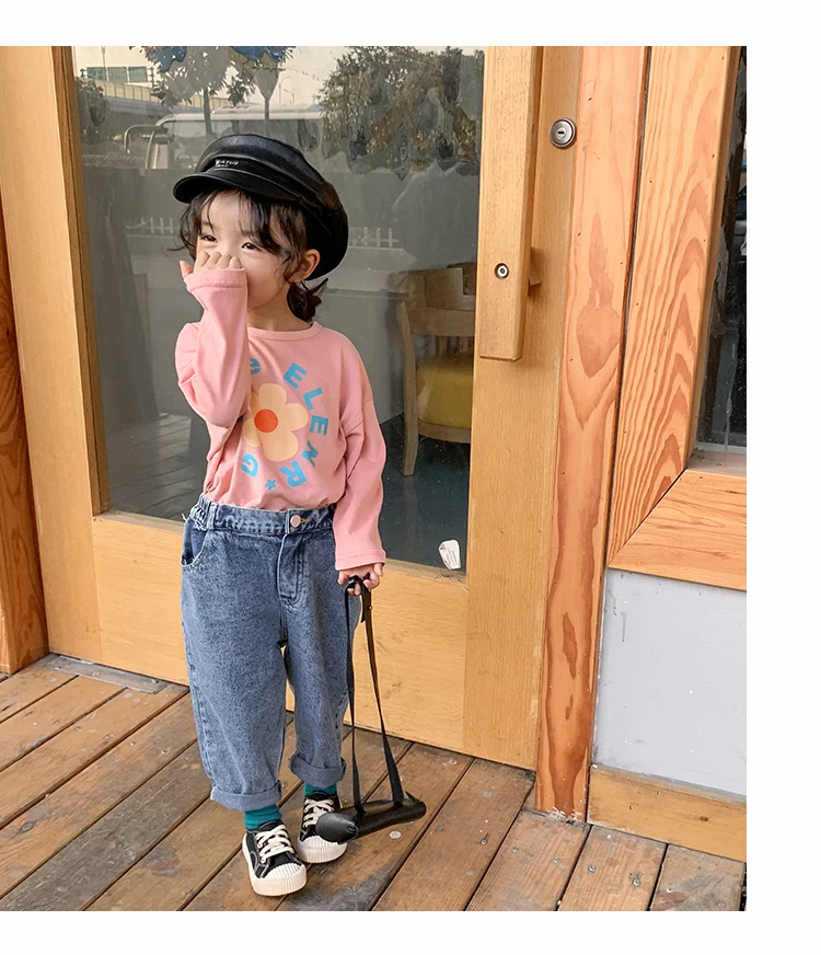 Spring Clothing 2020 New Korean Children's Clothes Girls' Loose & Comfortable Long Sleeve Blouse With Flower