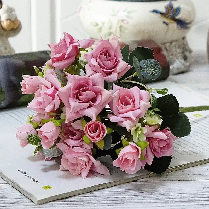 Искусственные цветы оптом 15 Снежинка туман Маленькие розы вазы для украшения дома фотографии свадебные ручной работы diy материал