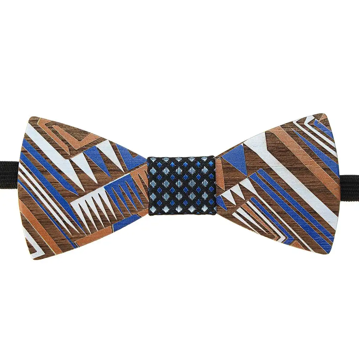  Glamorous Fashion Bow Tie Set Wooden Handkerchief Men Bowtie Wood carved Ties Cuff links with wood 