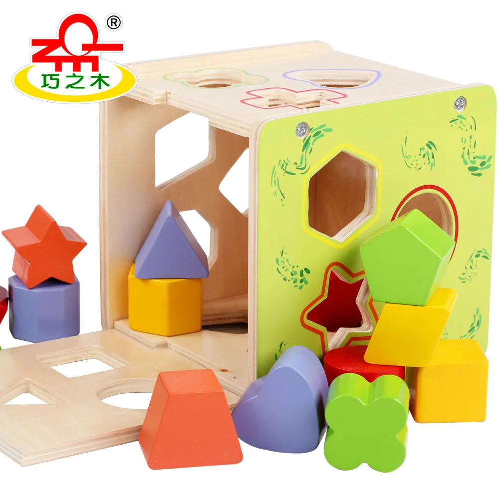 

QZM Fifteen Hole Shape Matching Building Blocks Toy Intelligence Box Children Baby Early Childhood 0.8Kg