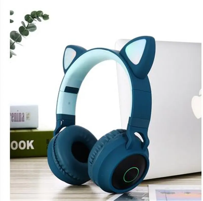 Зеленый BOLAKER Bluetooth стерео наушники с кошачьими ушками Flash одежда насадки для душа с наушники со светодиодной подсветкой игры слушать песню вживую - Цвет: Зеленый