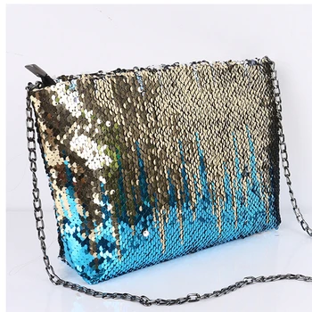 

Chain Bag Shoulder Diagonal Square Bag Glossy Travel Storage Bag Wash Cosmetic Evening Bag