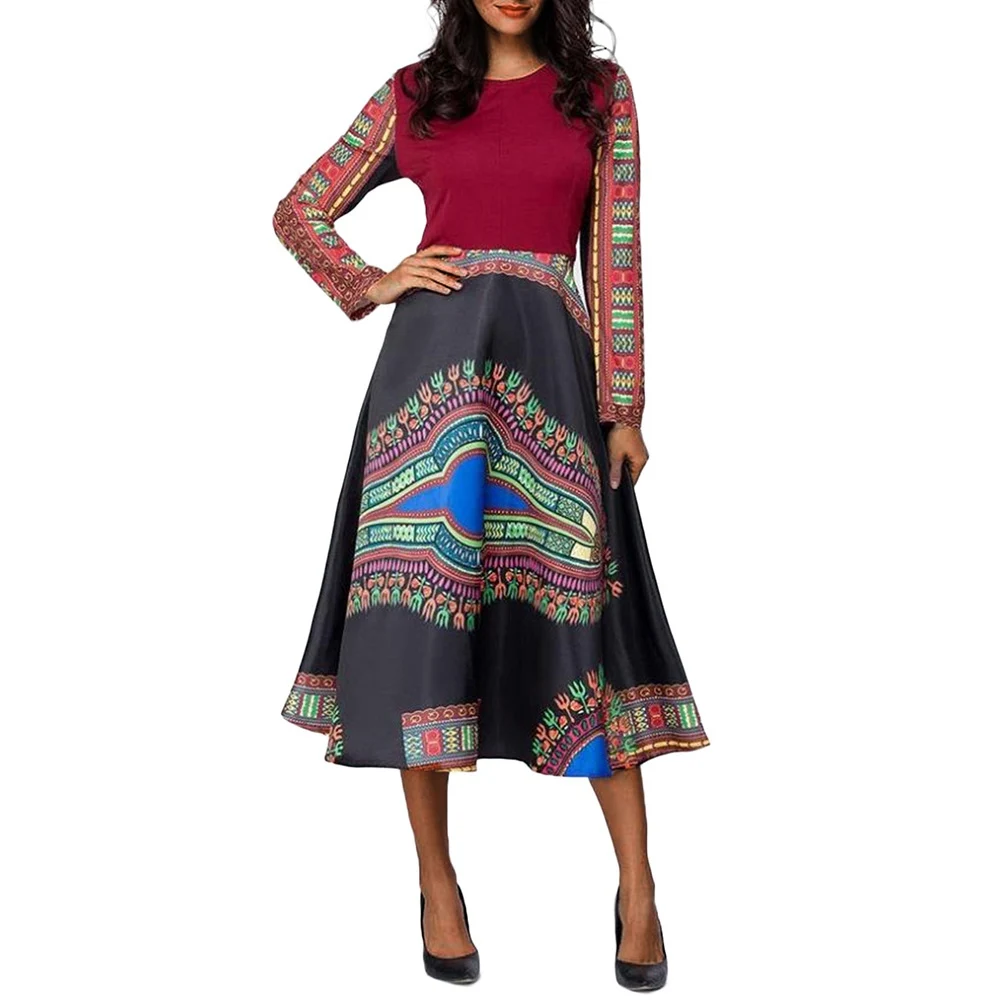 Fadzeco 2019 последняя африканская одежда женские платья Дашики воск печати с длинным рукавом Комбинезоны платье повседневные платья "Анкара"
