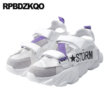 

genuine leather pumps 2019 flatform shoes high quality famous brand closed toe women wedge platform sandals mesh yellow white