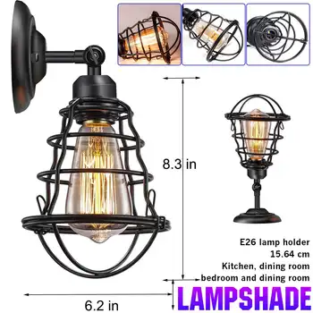 

60W LED Wall Light Retro Loft Industrial Wall Lamp Iron Black E27 Vintage Sconces Wall Lamp Indoor Lighting Fixture 110V 220V
