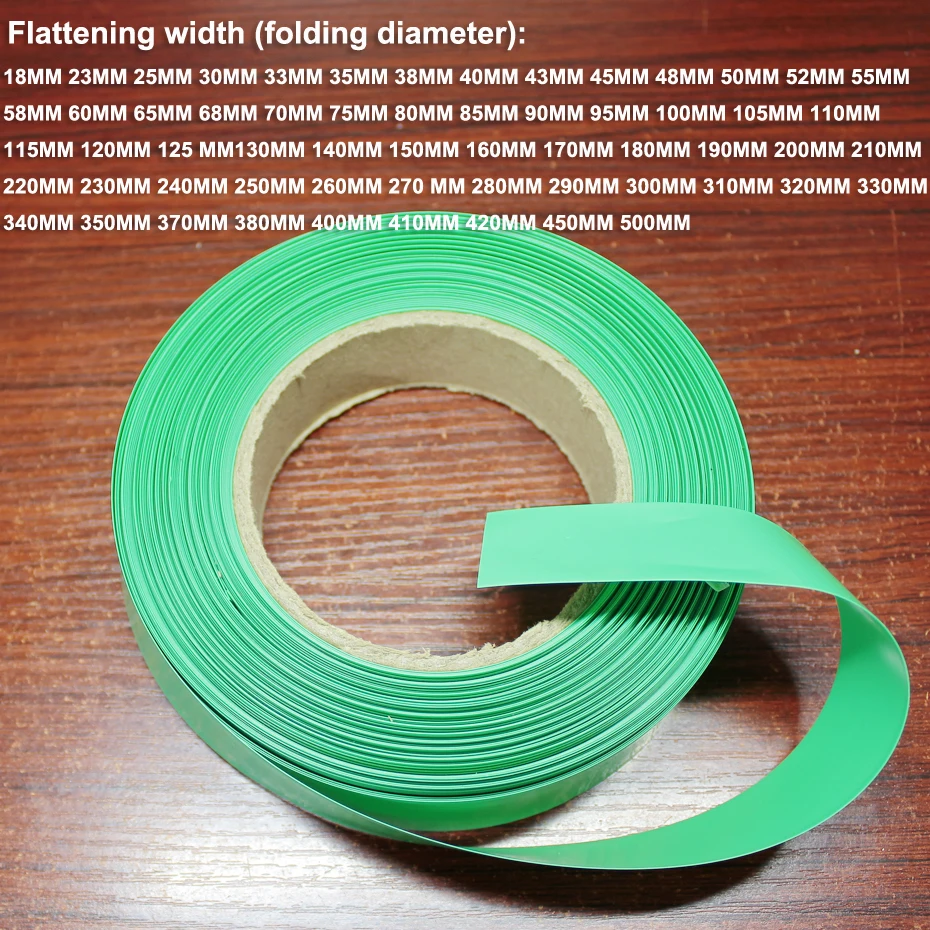 

1kg 18650 lithium battery shrink film 21700 battery PVC package green skin heat shrinkable sleeve 100MM wide