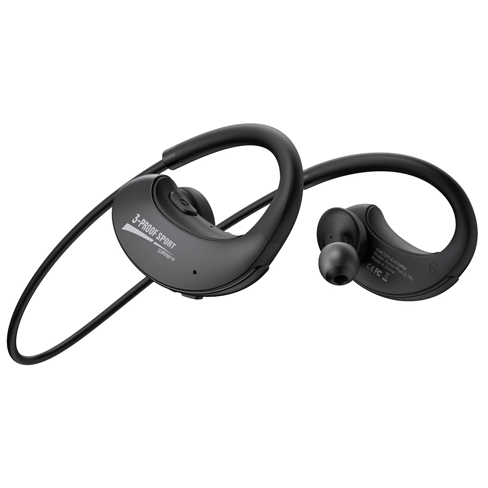 Black Headphone Dacom ARMOR Plus Спортивные Беспроводные наушники IPX5 водонепроницаемые CSR Bluetooth 5,0 наушники для бега гарнитура с громкой связью для телефона - Цвет: Black Headphone