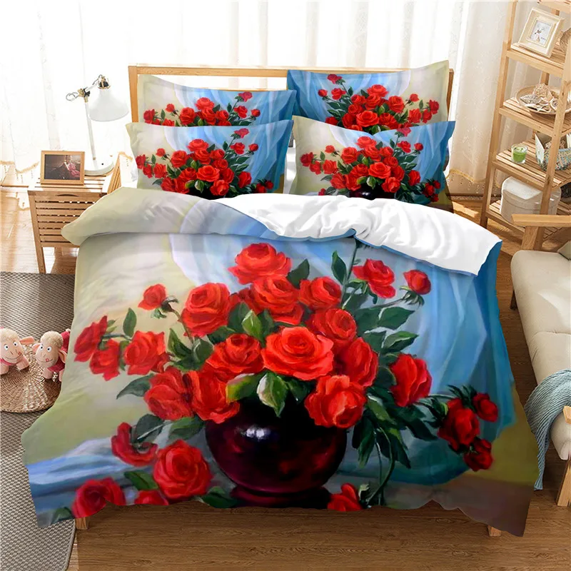 Fashion Flower Bedding Set Luxury Floral Duvet Cover With Pillowcase