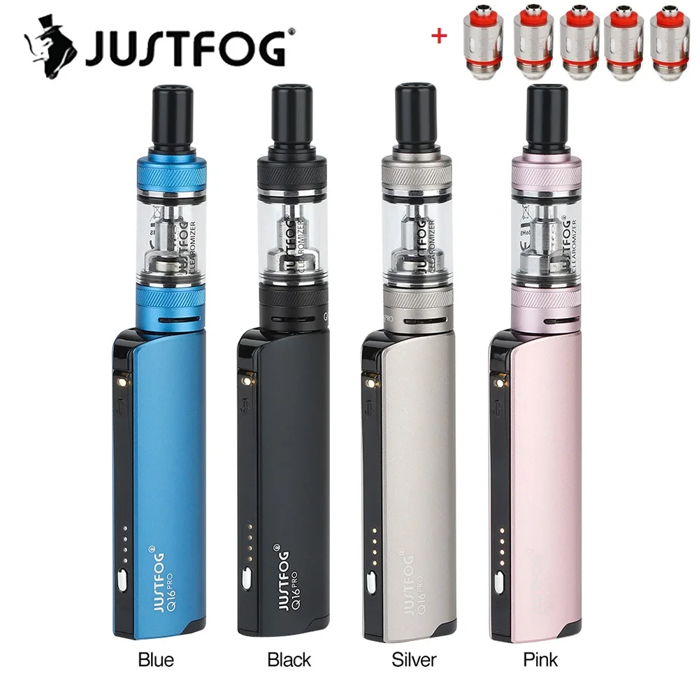 900 mAh оригинальный Justfog Q16 Starter Kit с 1,9 мл Justfog Q16 сигареты и 8 уровне переменной Напряжение с 900 mAh Батарея E-сигареты