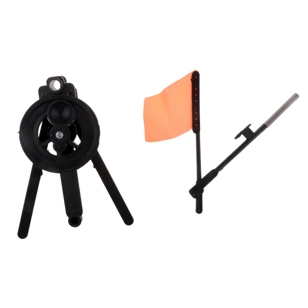 2pcs High-quality Winter Ice Fishing Rod with Orange Flag Foldable Prevents From Freezing Up Multipurpose Tip-up Fishing Tackle 