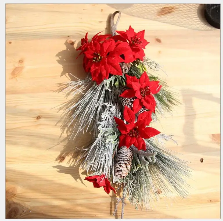 Индиго-красный Poinsettia Рождественский цветок Висячие цветочные композиции букет из искусственных цветов вечерние домашние мероприятия