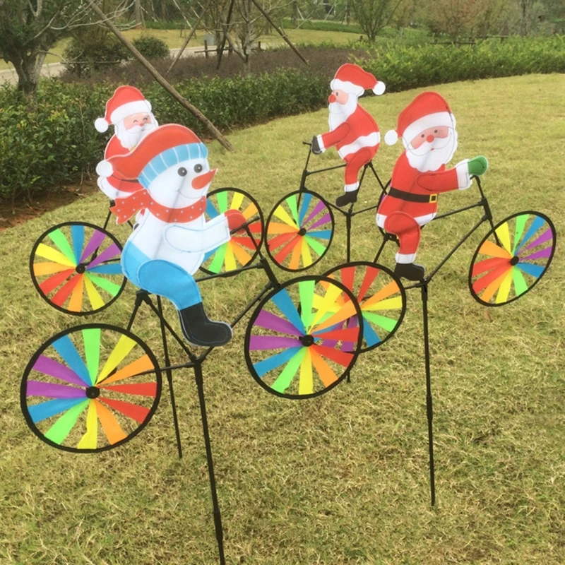 

3D Large Santa Claus On Bike Windmill Wind Spinner Whirligig Yard Garden Decor