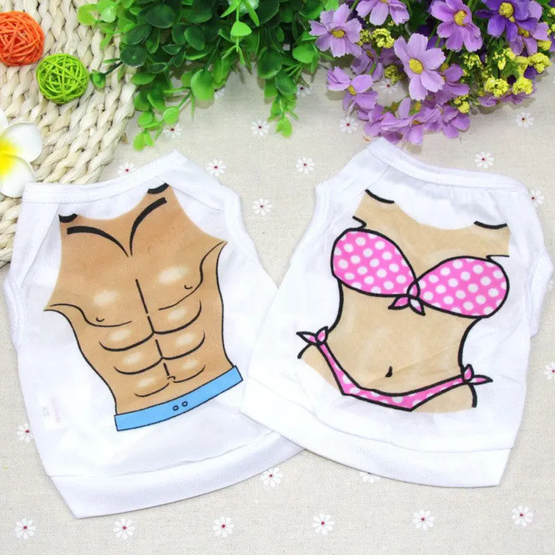 Красивая и удобная летняя футболка с милым принтом для собак одежда щенков жилет