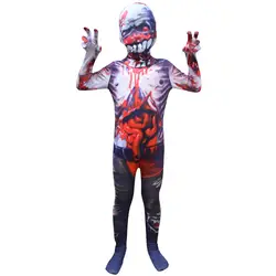 Ужас Хэллоуин Косплей Костюм для детей страшный кровавый Зомби костюм «скелет» Пурим карнавальный комбинезон
