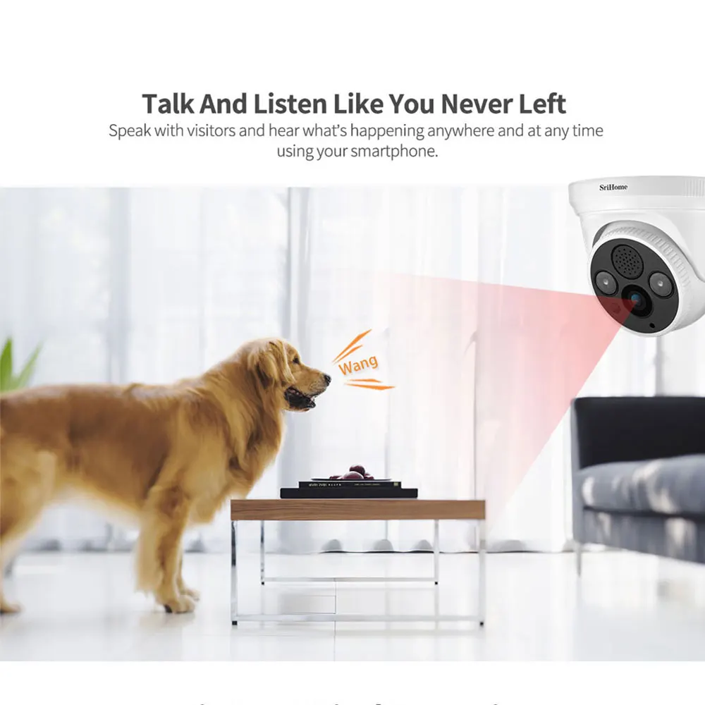 Sricam SH030 3.0MP Dome IP Camera H.265 Security CCTV Wifi Camera Mobile Remote View Two Way Audio Alarm Push ONVIF Work On NVR