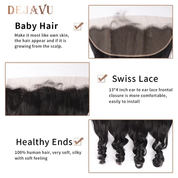 Dejavu Brazilian Hair Weave Bundles With Frontal Closure 13*4 Inch Human Hair 3 Bundle Deals Loose Wave Non-Remy hair 6
