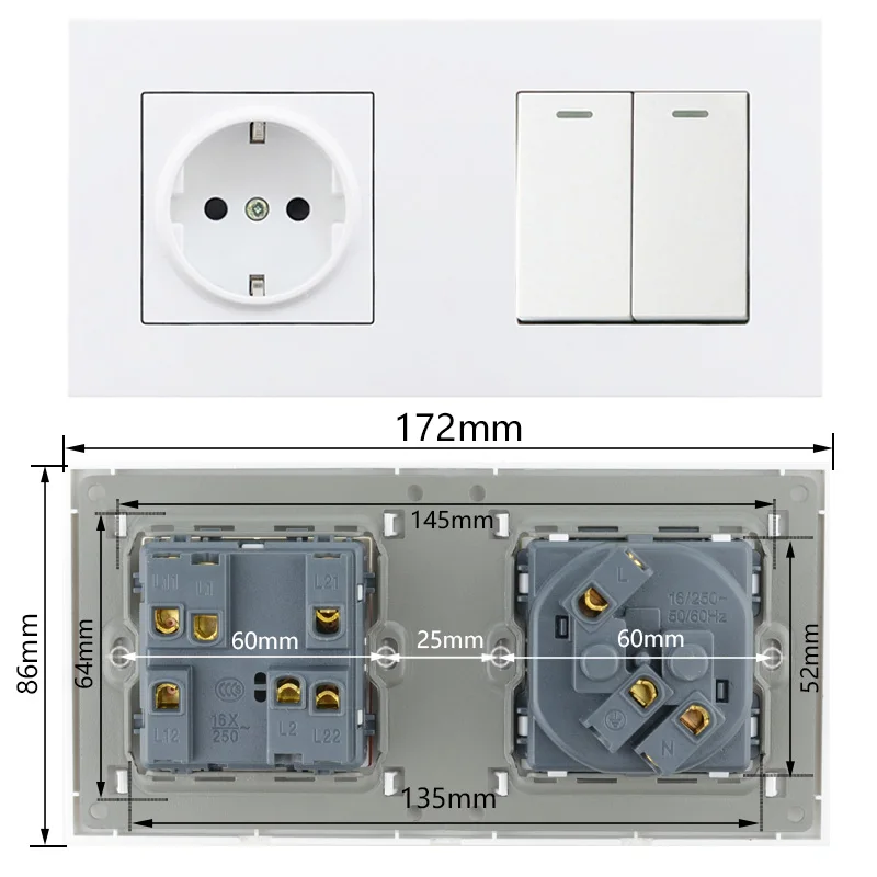 Atlectric стандарт ЕС настенная розетка 1 2 3 4 бандажная лампа кнопка выключателя света Коаксиальная муфта электрическая розетки переключатель