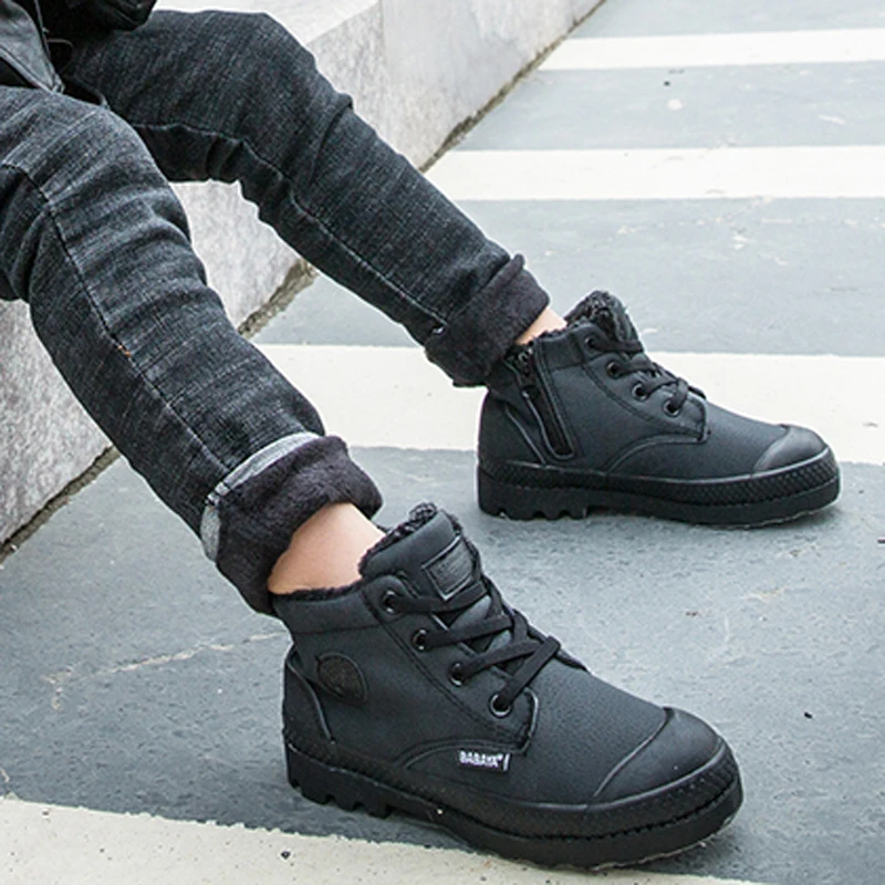 Boy Boots Winter shoes Kid Snow Boot Sport Children Shoes For Boy Sneaker Warm Fur Ankle Fashion Leather toddler Shoe waterproof