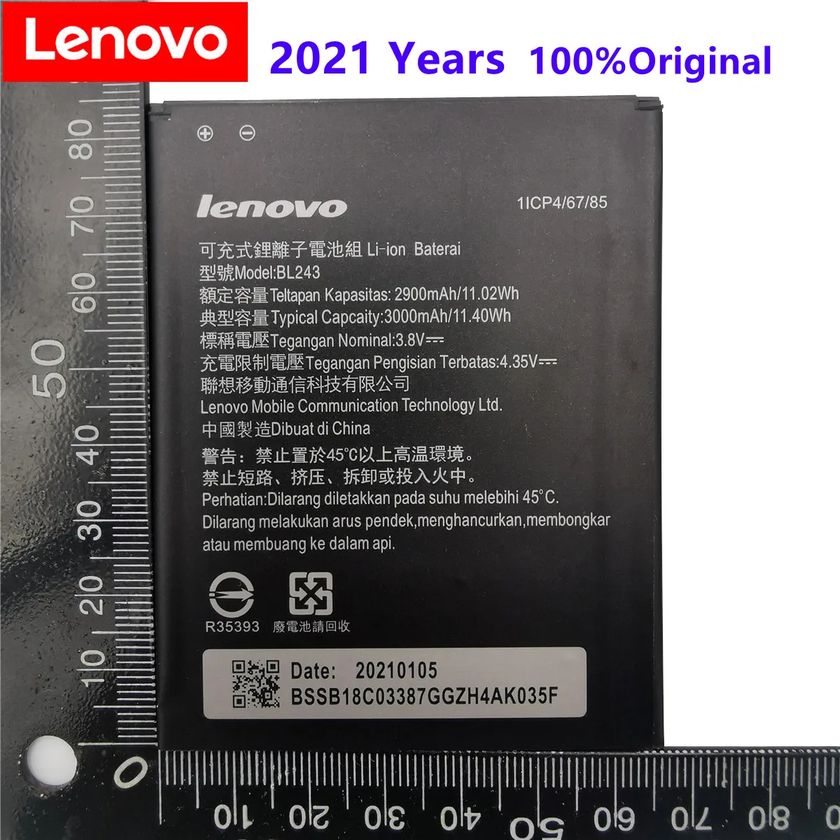 2021New BL 243 BL243 батарея для lenovo Lemon K3 Примечание K50-T5 A7000 A5500 A5600 A7600 2900 мА/ч мобильный