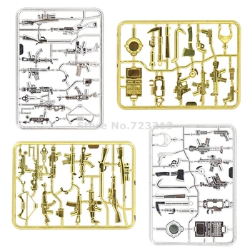 

2pcs/lot Chrom Weapon Set Golden Silver M16A4 GROZA P1911 Military SWAT Part MOC Model Building Blocks Brick Toy