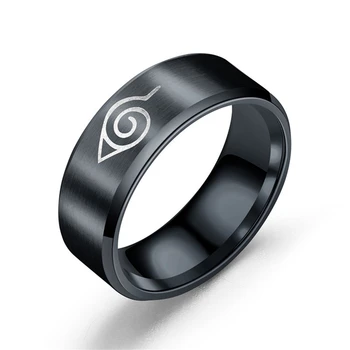 

Naruto Ring Leaf Konoha Village Symbal Logo Sign Sasuke Ninja Ring Women Men Fashion Titanium Steel Anime Jewelry Cosplay