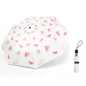 

New UV protection Automatic Umbrella 8 Bone Vinyl Umbrella 3 Folding Umbrella Rain Cabinet Men And Women Dual-Use