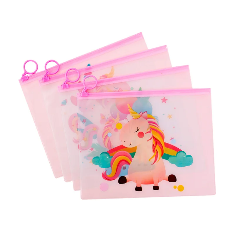 

Colorful Unicorn Ring Zipper File Bag Student Finishing Storage Pencil Case PVC Waterproof Stationery Bag Office School Supplies